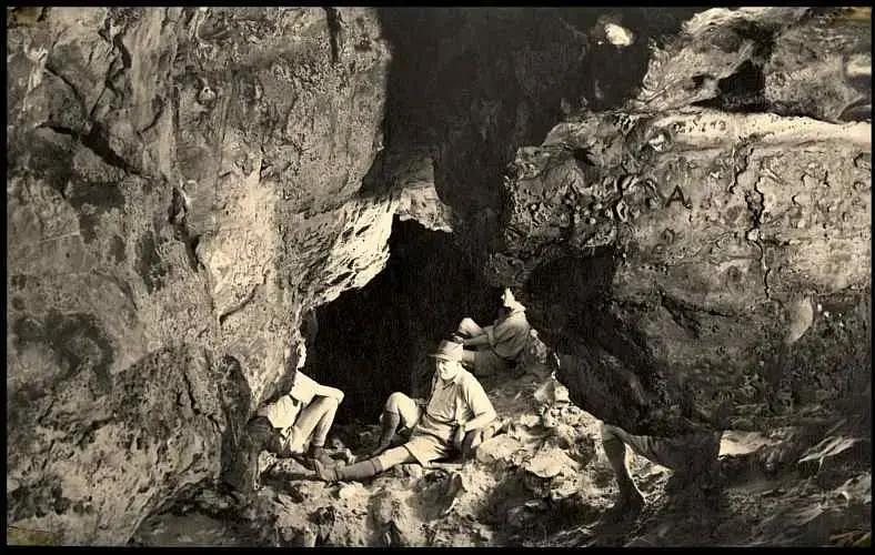JCW Moore in Six Moles Cave, 1930s